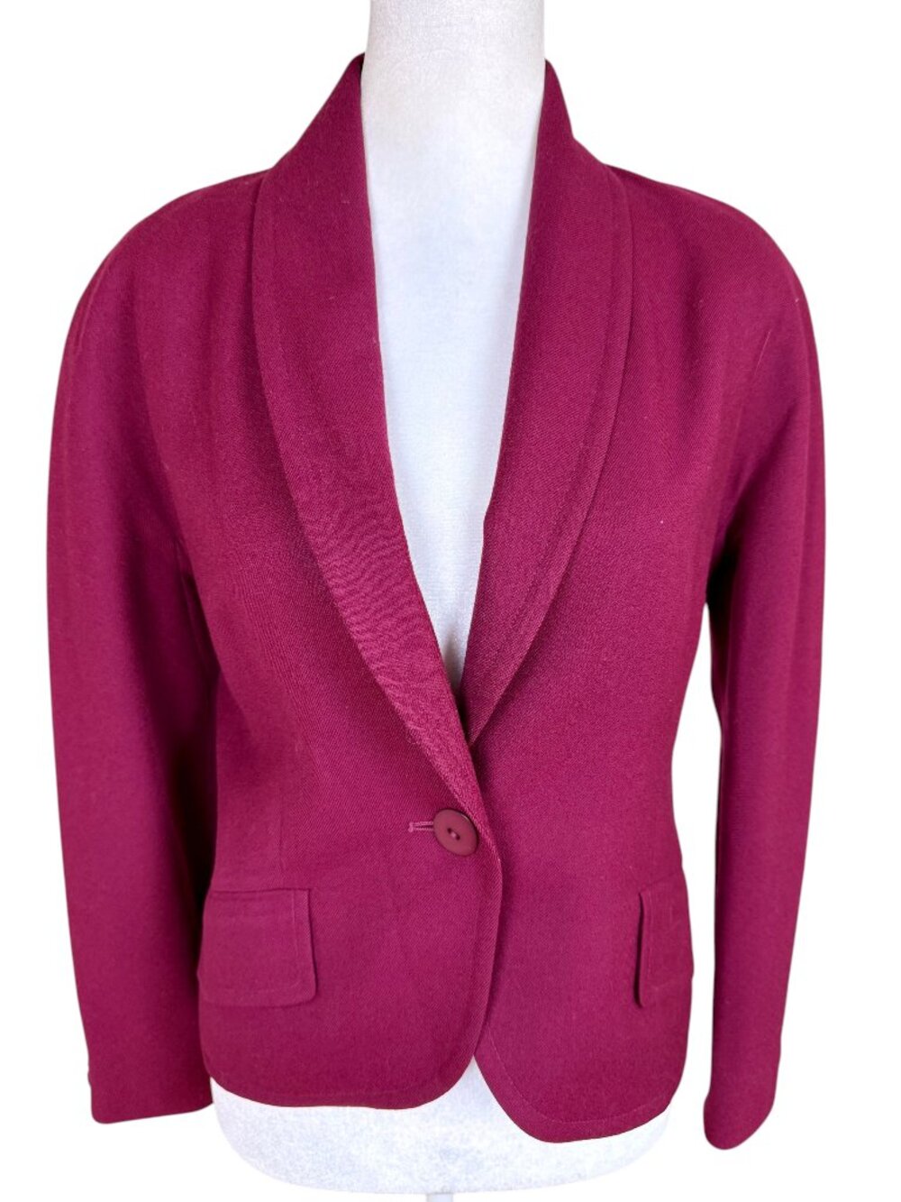 Vintage Jaeger Wool Blazer Fitted Cranberry Red Wine (8)